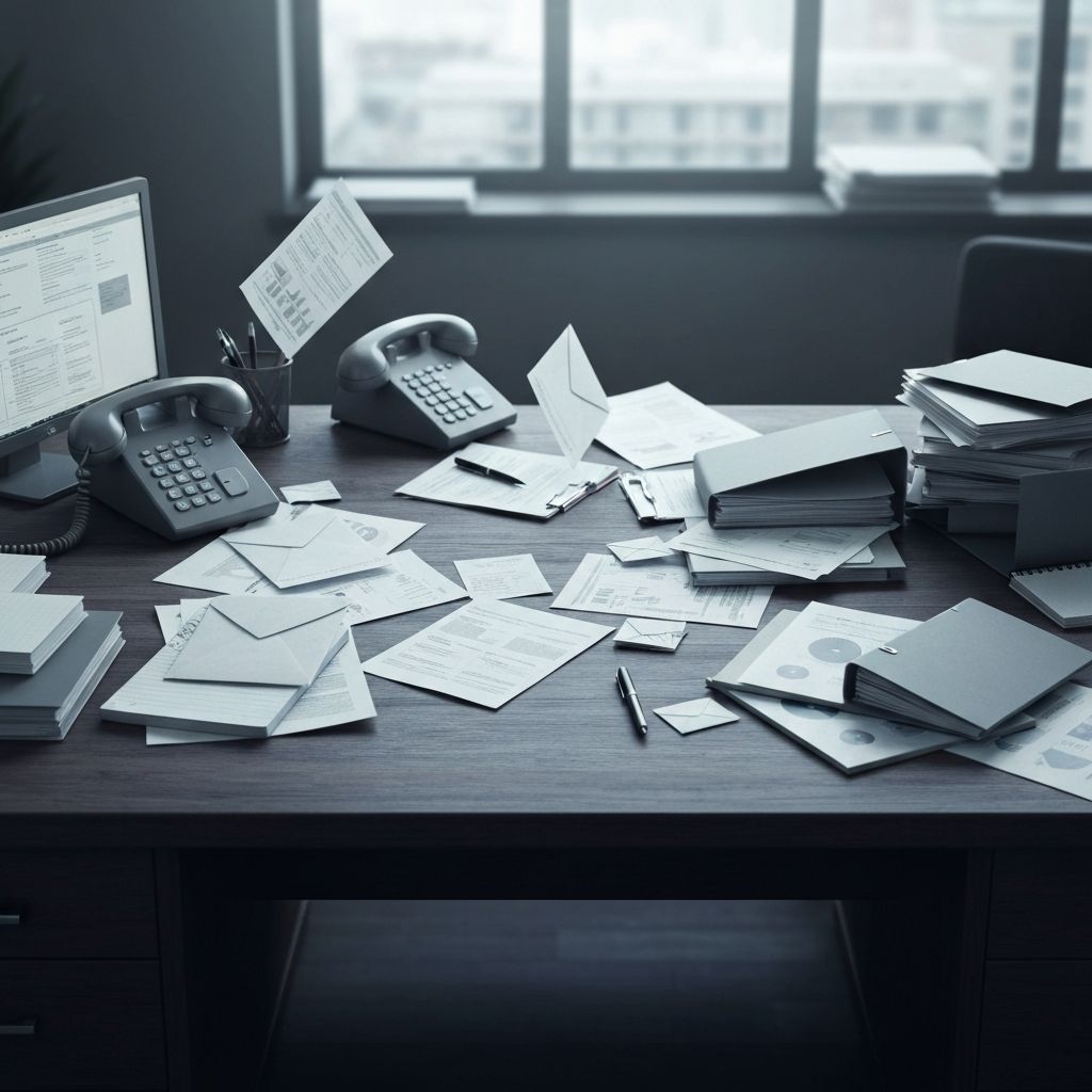 Unübersichtlicher Arbeitsplatz